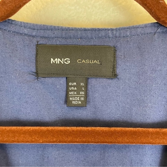 Mango‎ Quilted Beaded Long Sleeve Short Jacket Blue Size Large - Picture 3 of 8